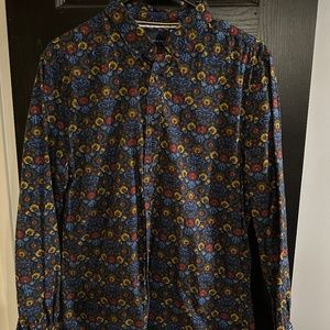 PORTER & ASH Mens Floral Long Sleeve Button Down Shirt. Size M.